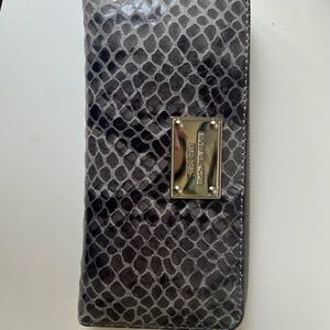 Michael Kors Black Snakeskin Wallet with Silver Plate